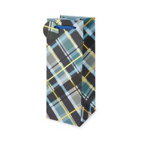 Blue & Gold Plaid 1.5 L Bottle Bag Cakewalk™