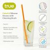 Silicone Straws, Set of 6 with Cleaning Brush by True