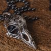 S925 Silver Crow Skull Necklace Pendant Unique Pendant