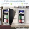 Built-in and Freestanding 15" Mini Beverage Refrigerator/Wine Cabinet, 120 Cans, 37-65Â°F, Quiet, Adjustable Shelves, LED Lighting, ETL