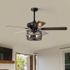 52 Inch Farmhouse Ceiling Fan with Remote,3-Lights Ceiling Fan with Light Fixture (No include Bulbs), Ceiling Fan for Patio,Living room