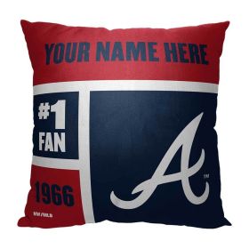 [Personalization Only] OFFICIAL MLB Colorblock Personalized Pillow - Atlanta Braves