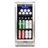 Built-in and Freestanding 15" Mini Beverage Refrigerator/Wine Cabinet, 120 Cans, 34-65Â°F, Quiet, Adjustable Shelves, LED Lighting, ETL