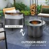 Outsunny 2-in-1 Smokeless Fire Pit, BBQ Grill, 25" Portable Wood Burning Firepit with Cooking Grate, Ash Tray & Poker