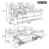 Home Theater Seating Manual Recliner Chair with Center Console and LED Light Strip for Living Room, Wind Red