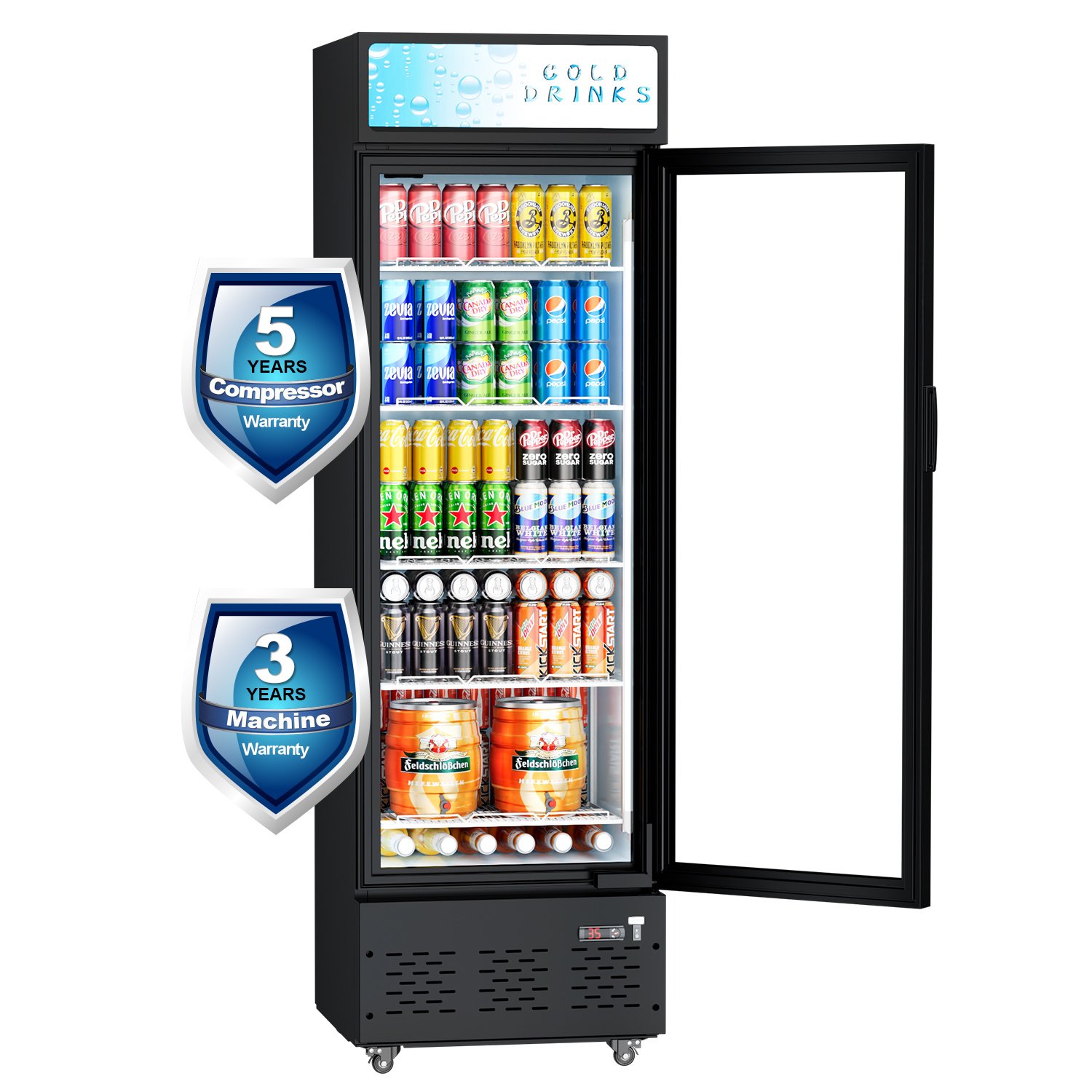 Glass Door Refrigerator Commercial Beverage Refrigerators with LED ...