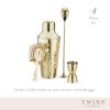Gold Hammered Barware Set by Twine