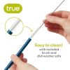 Silicone Straws, Set of 6 with Cleaning Brush by True
