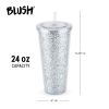 Glam Silver Double Walled Glitter Tumbler Blush®