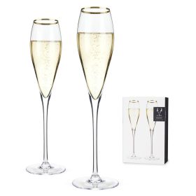 Crystal Gold-Rimmed Champagne Flutes Viski®