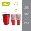 16 oz Red Party Cups, 50 pack by True