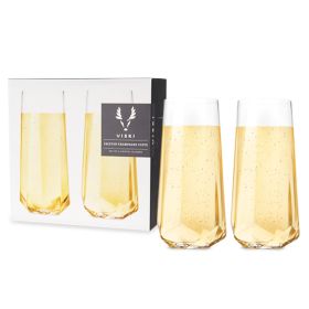 Seneca Crystal Faceted Stemless Flute Glasses Viski®