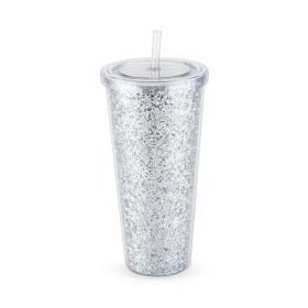 Glam Silver Double Walled Glitter Tumbler Blush®
