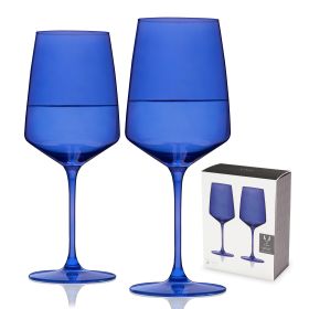 Reserve Nouveau Crystal Wine Glasses in Cobalt Viski®