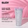 Glam Silver Double Walled Glitter Tumbler Blush®