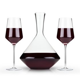 3-Piece Raye Crystal Angled Bordeaux Glass and Decanter Set