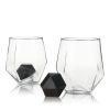 4-Piece Faceted Tumbler & Hexagonal Basalt Stone Set by Visk