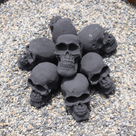 Ceramic Skulls for Fire Pit, Outdoor Fire Tables, 7pcs Reusable Spooky Imitated Human Skull Gas Log for Party, Bonfire,Campfires,Fireplaces, 3.1 inch (style: 7pcs 3inch)